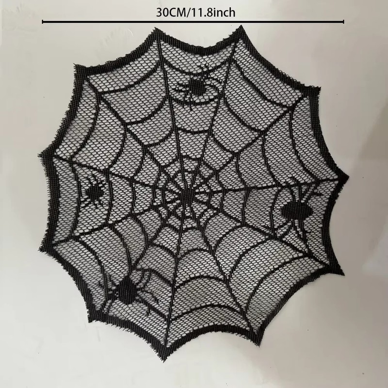 30cm Black Spider Web Placemat for Halloween – Lace-Style Round