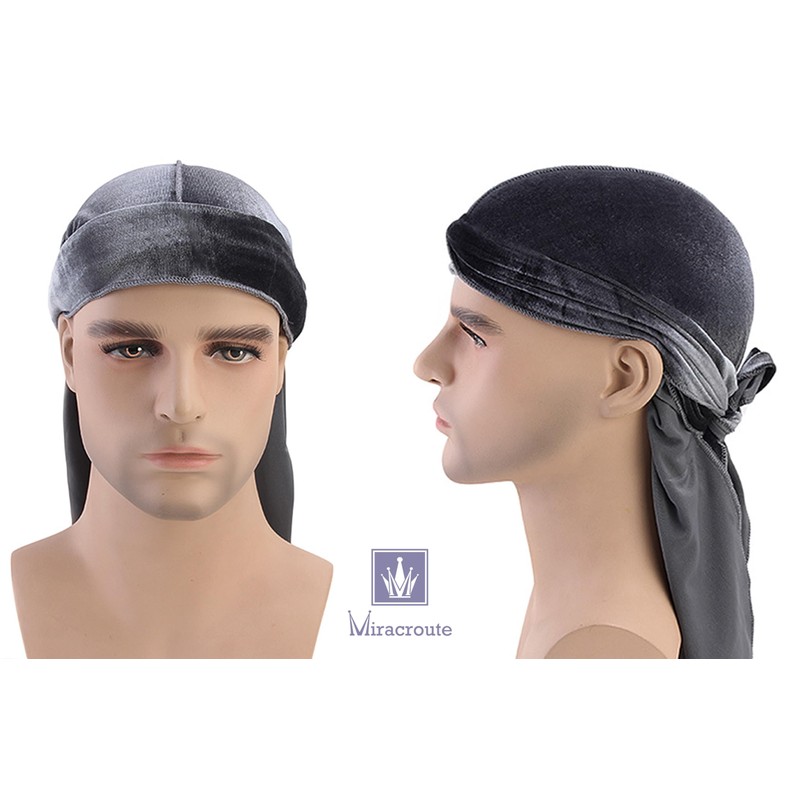 Miracroute Velvet Fabric Durag Hip Pop Dance DU-RAG Black White