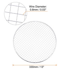 sourcing map 5pcs Round BBQ Grill Net 13" Dia Galvanized Iron Barbecue Mesh Mat for Baking Smoking Charcoal Grilling Roasting