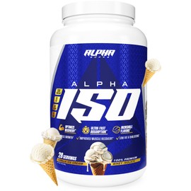 Alpha Supps ISO, Low Carb 100% Whey Protein Isolate Powder, 25 Grams Per Serving, Helps Support Muscle Growth, Low Sugar and Gluten Free (Vanilla Ice Cream, 2 lb)