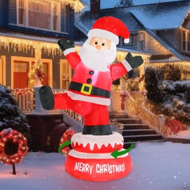 Christmas Inflatable Outdoor Decorations Christmas Rotated Santa Inflatables Christmas Blow Up Christmas Decorations with LED Lights for Lawn Garden Decor