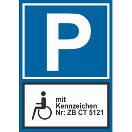 HB-Druck Disabled Parking Space with License Plate A4 (210 x 297 mm)