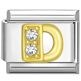 Quiges - 9mm Italian Style Charm Link Module Stainless Steel Alphabet Letter D for Italian Style Bracelets