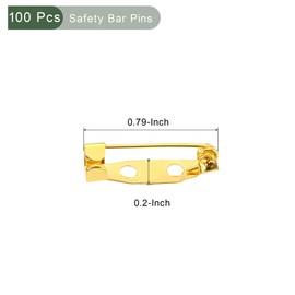 YOKIVE 100 Pcs Safety Bar Pins, Brooch Clasp Pin Backs | Badge Crafts Making Great for Name Tags, Jewelry Making (Gold Tone, 20mm)