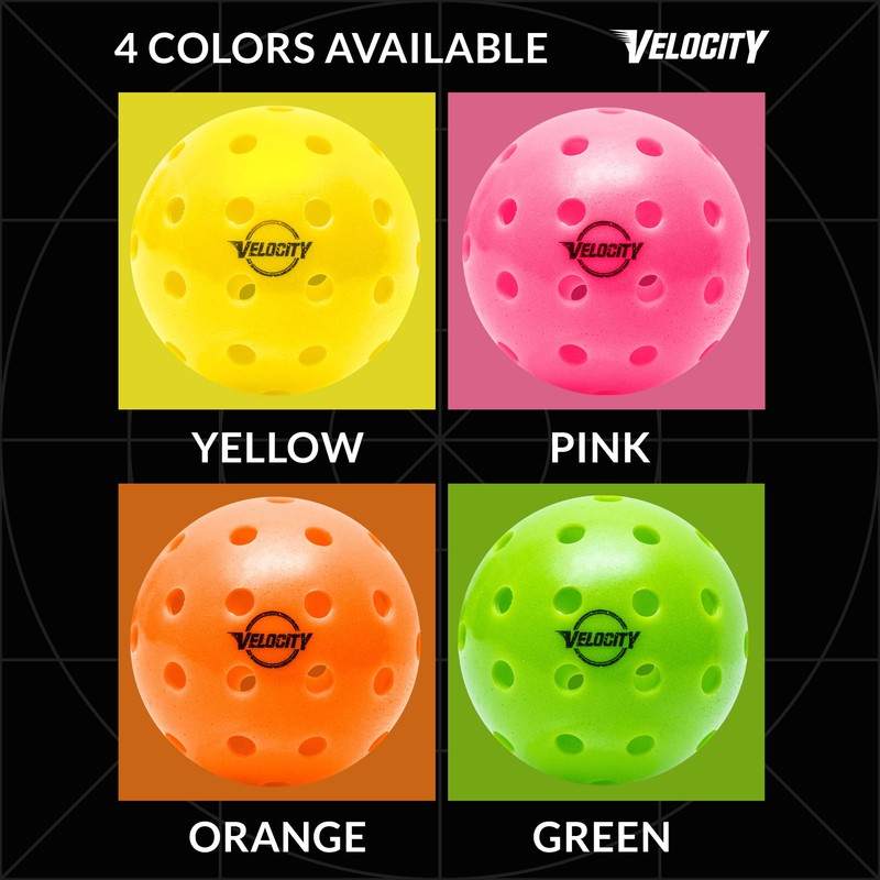 Velocity Pickleball Yellow, Green, Pink 12 Pack