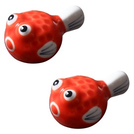 Sewroro 2pcs Ceramic Chopstick Holders, Japanese Style Chopstick Rests, Pufferfish Design, for Home Dining, 1.89 x 1.26 x 0.91 Inches