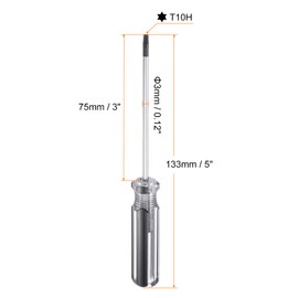 HARFINGTON Magnetic Torx Screwdriver 3x75mm Rod T10H Steel Star 6 Point Head Screw Driver with Non-Slip Handle for Appliances Repair Improvement, Black