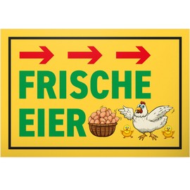 DankeDir! Fresh Eggs - 30 x 20 cm Sign - Gift Idea Farmer Friends Farm Shop - Birthday Gift Door Sign Saying Sign Note Chicken Coop