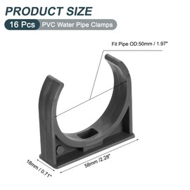sourcing map 16Pcs PVC Water Pipe Clamps Clips, U-Shaped Tubing Hose Buckles, Irrigation Tube Holder for 50mm OD for TV Trays Tube Hose Hanger Support Tubing, Gray