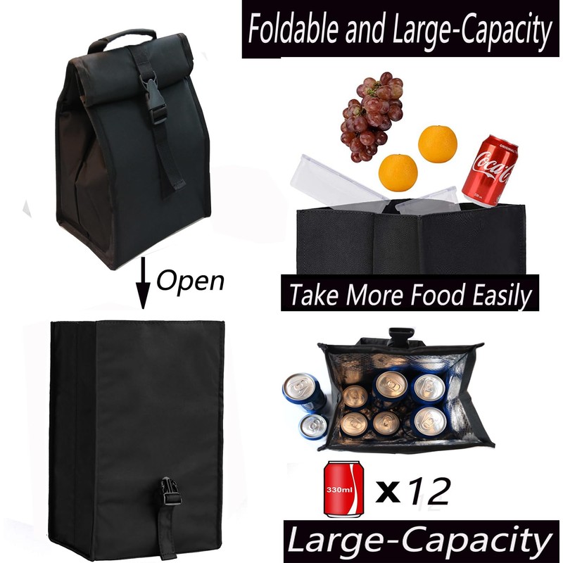 ZM-YOUTOO Insulated Foldable Lunch Bag With Ajustable Strap- Lightweight Portable