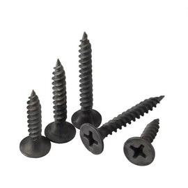 Wood Screws Assortment Kit, 250PCS High Hardness Flat Head Wood Screws Set, Phillips Drive Assorted Screws, 5 Size (1-3/8”，1-3/16”，1”，25/32”，5/8”)，Black