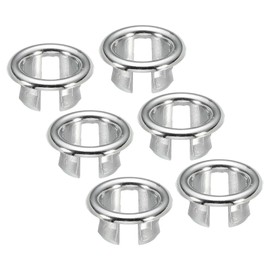 PATIKIL Sink Overflow Ring, 6Pcs Sink Trim Overflow Cover Basin Trim Insert in Hole Round Caps for Kitchen Bathroom, Silver