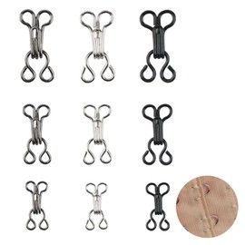 90 Sets Sewing Hooks and Eyes Closure, Hook and Eye Fastenings for Clothes, 3 Sizes Hook and Eye Closure, Metal Hook and Eye Latch Sewing for Bra, Clothes, Skirts, Pants（Silver, Gunmetal, Black）
