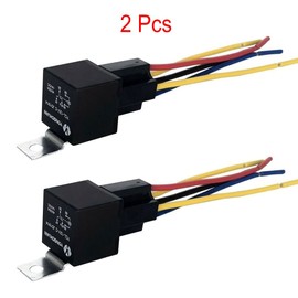 JZK 2 Pcs 5 Pin JD1914 12V 40A Car Relay with Harness Socket, 30/40A SPDT 5Pin car relay with Color-labeled Wires for Automotive Truck Van Motorcycle Boat