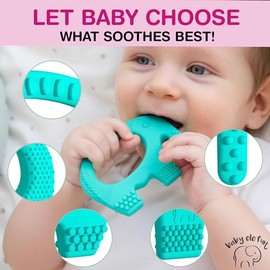 Juguetes de dentición para bebés – Juguete de silicona libre de BPA – lindo, fácil de sostener, suave y altamente eficaz – mordedores únicos mejor par