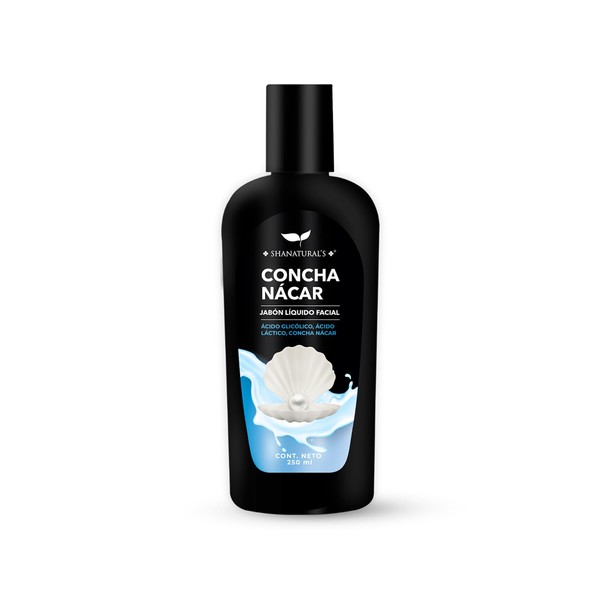 Shanatural's Jabón Líquido Facial Concha Nácar, 250 ml, con Ácido