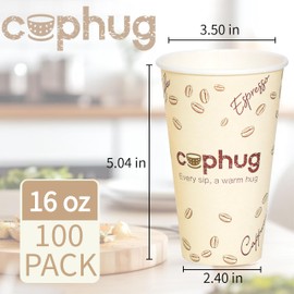 cphug 100 Pack 16 oz Disposable Hot Drink Paper Cups with Lids & Sleeves - Perfect for Hot Beverages, Party, Office, and Home Use