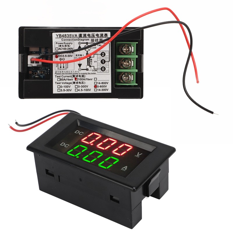 YB4835VA Digital Voltmeter Ammeter DC 600V 100A Decimal Point Automatic