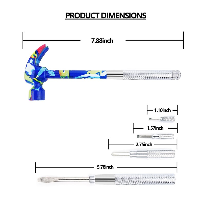 6-in-1 Multifunctional Flower Hammer with Screwdriver Tool Set, Anti-Corrosion and