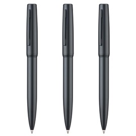 Wikult 3PCS Matte Black Ballpoint Pens with Extra Refills Set, 1mm Medium Point Black Ink, Smooth Writing Metal Pen for Business Office Wedding Guest Gift
