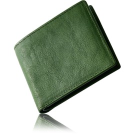 Eredita WL19 Men's Bifold Wallet, Made in Japan, Italian Leather, Genuine Leather, Minerva Box with 1000 Years of History, green