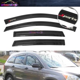 Unbranded Fit for 12-16 Honda CRV Window Visor Rain Guard Shade w/ Red White SPORT