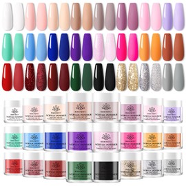 Born Pretty Acrylic Paint Set Nails - Acrylic Powder for Nails 24 Colours Autumn Winter Acrylic Nail Set Red Green Blue Acrylic Powder Nails Acrylic Nails Starter Set for French Nails Extension Nail