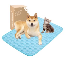 MICROCOSMOS Summer Cooling Mat & Sleeping Pad- Water Absorption Top, Materials Safe, Easy Carry, EZ Clean. Keep Cooling for Pets, Kids and Adults.(Blue, 28" x 22")