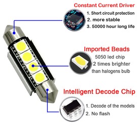 Botepon 4Pcs 211-2 212-2 578 LED Festoon Bulb 42mm 5050 3SMD Canbus Error For Car interior Dome/Map/Trunk/License Plate Light Green