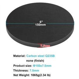 eoere 2 PCS 6" Round Weldable Heavy Duty Steel Sheet Base Plate Flat Backing Plate Disks, Flat Disc Shaped Base Plate Sheet Weld on Tabs, Thick 5/16"(7.5mm)