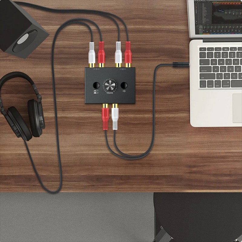 Universal New 1 In 2 Out Bi-Directional RCA Stereo Audio