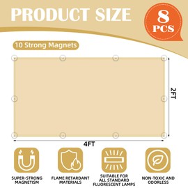 ANGSYLTH 8 Pcs Fluorescent Light Covers - 4 x 2 Feet Covers for Ceiling Lights, Magnetic Light Filters for Classroom, Office, Hospitals, Home