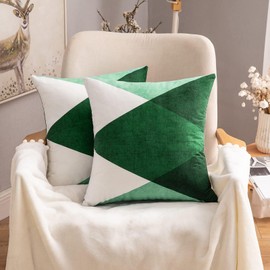 MIULEE Geometric Cushion Covers Cushions Decorative Square Soft Suedette Throw Pillow Case Print Pillowcases for Sofa Couch Livingroom Bed 40x40 cm 16x16 Inches 2 Pieces Turquoise