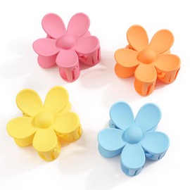 JOYOYO 4 Pcs Flower Hair Clips Hair Claw Clips for Women Girls Medium Size Claw Clips for Thick/Thin Hair, Lightweight Flower Clips 3 Inch Bright Colors