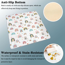 Treer Baby Splat Floor Mat for Under High Chair, Highchair Splash Mat Waterproof Spill Mat Anti Slip Baby Feeding Mat/Weaning Mat/Messy Mat 110x110cm for Dropped Food Art Crafts Play Time (Sun)