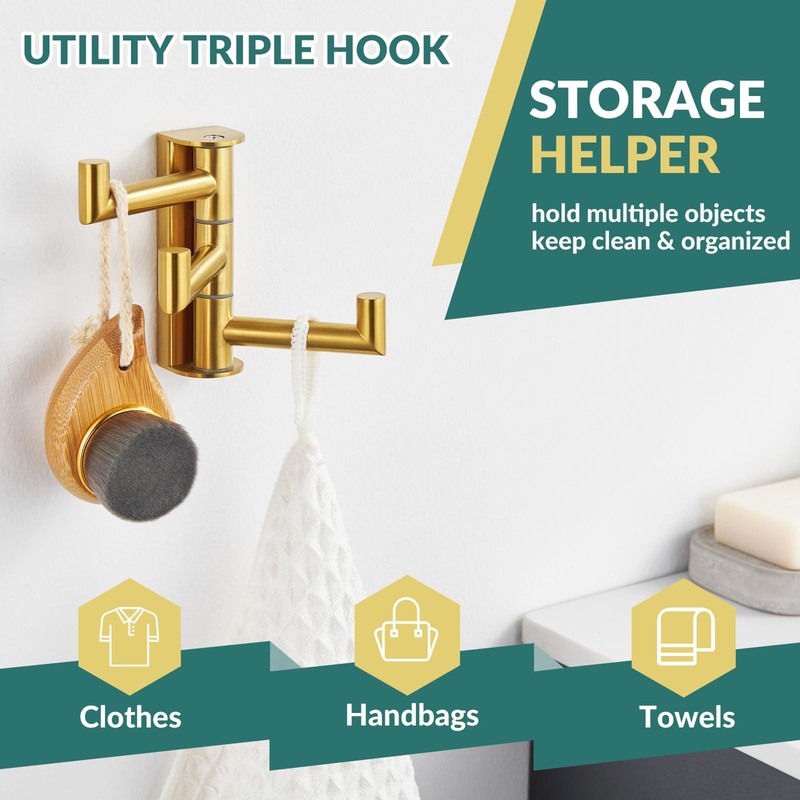 APLusee Swivel Towel Hook, 304 Stainless Steel Foldable Clothes Hook