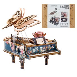 3D Puzzles for Adults, 3D Wooden Puzzle-Magic Piano, Mechanical Model Kit Music Box, DIY Wooden Model Building Hobby Gifts for Men Women, Birthday Gift for Music Box Puzzle Lover