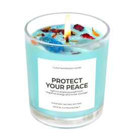 Scented Candles for Women - Citrus Sea Salt Aromatherapy Candle with Crystals, Mothers Day Gifts, 10oz Soy Candles for Home Scented, Gifts for Women Friend Mom Birthday Christmas