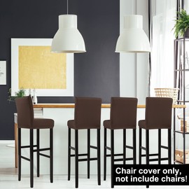 PiccoCasa Set of 4 Bar Stool Covers with Elastic Bottom, Stretch & Removable Dining Chair Covers for Pub Counter - Spandex Height Side Chair Covers Protector Slipcovers Dark Brown