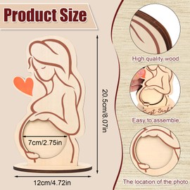 Pregnant Woman Picture Frame, Length 7 Inch Wooden Pregnant Photo Frame Baby Heart's Sign Picture Frame Gift For Pregnancy Women Wife New Parents