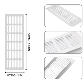 TNSRAY Set of 4 Bathroom Ventilation Grille Door Ventilation Grille Aluminium Ventilation Grille Rectangular Ventilation Grille Aluminium Ventilation Grille for Cabinets Shoe Cabinets Kitchen 8 x 30