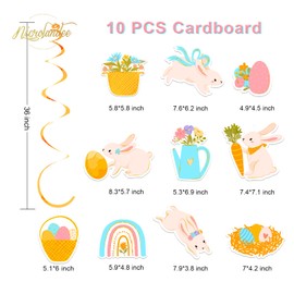 NICROLANDEE Easter Party Decorations - 30 Pieces Hanging Easter Swirl Decorations, Easter Egg Bunny Foil Swirls Ceiling Decoration for Home, Office, School, Spring Easter Party, Birthday Party