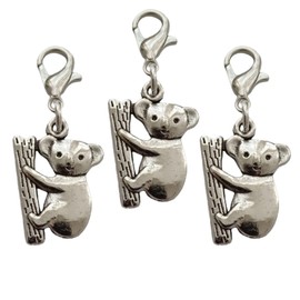 3 Pcs Cute Koala Charm with Lobster Clasp for DIY Bracelet, Handbags, Key Chain, Koala Bear Clip on Charm
