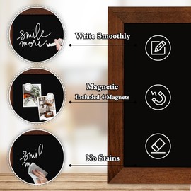 4 THOUGHT Small Chalk Board, 8" x 12" Magnetic Chalkboard Sign Wood Framed Chalkboards for Walls Kitchen Home Cafe School Wedding Menu with 1 Maker 4 Magnets, Rustic Brown
