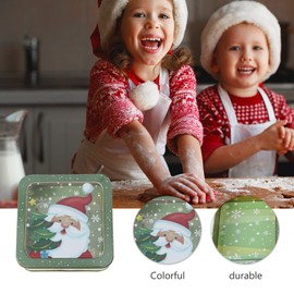 VALICLUD Christmas Tinplate Empty Tin Square Candy Cookie Gift Storage Container Box Santa Claus