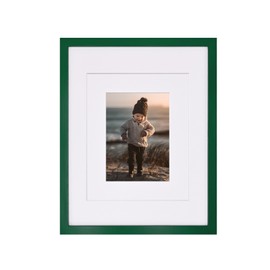 KINLINK 11x14 Picture frame Green, Wood frame with Acrylic Plexiglass for Pictures 5x7/8x10 with Mat or 11x14 without Mat, Tabletop and Wall Mounting Display, 1 Pack