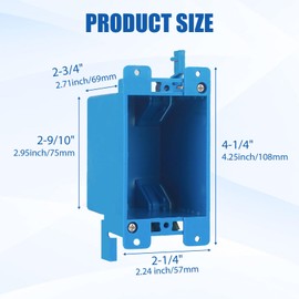 5-Pack Single Gang Electrical Outlet Box Extenders, 4.25x2.24x2.67 Inch Plastic Switch Box, Old Work Box for Residential & Commercial Applications