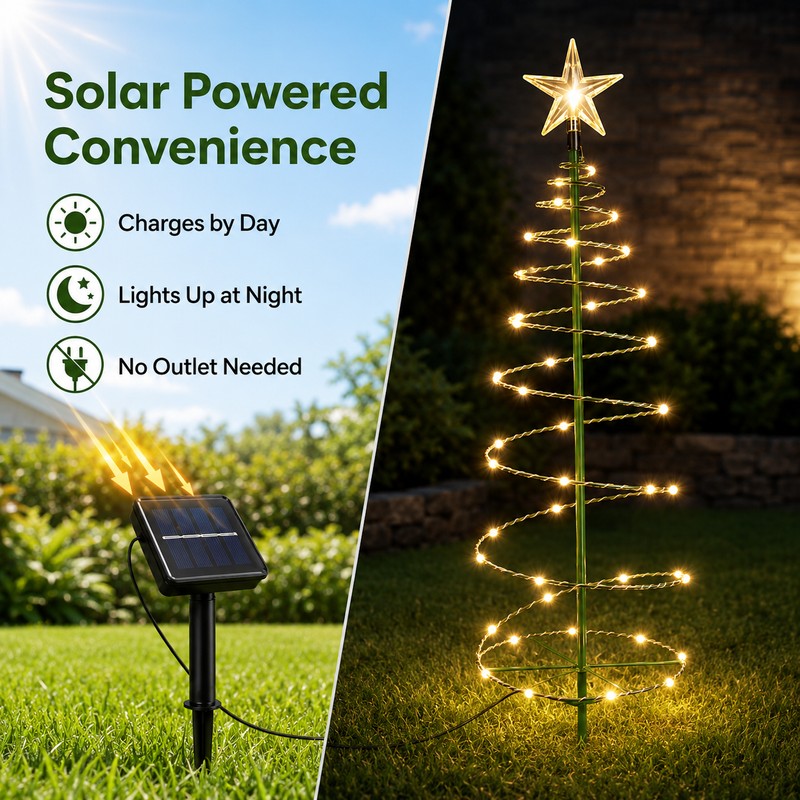 Solar Christmas Tree Light for Outdoor Decor – Waterproof LED
