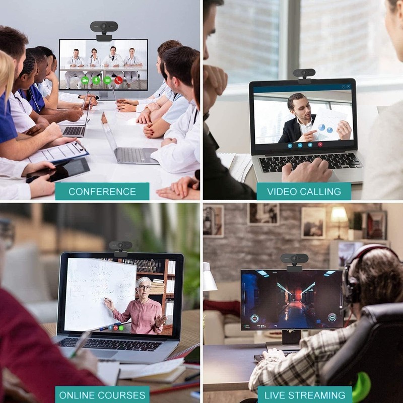 Webcam with Microphone, Full HD 1080P Webcam for PC/Laptop/Desktop/MAC, Web