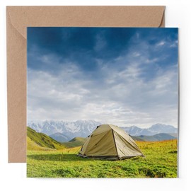1 x Greeting Card - Wild Camping Tent Mountains - Blank Birthday Celebration Anniversary #52468